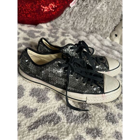 Converse w8.5 m6.5 sequin bling low top tennis sneakers trainers - Picture 4 of 9
